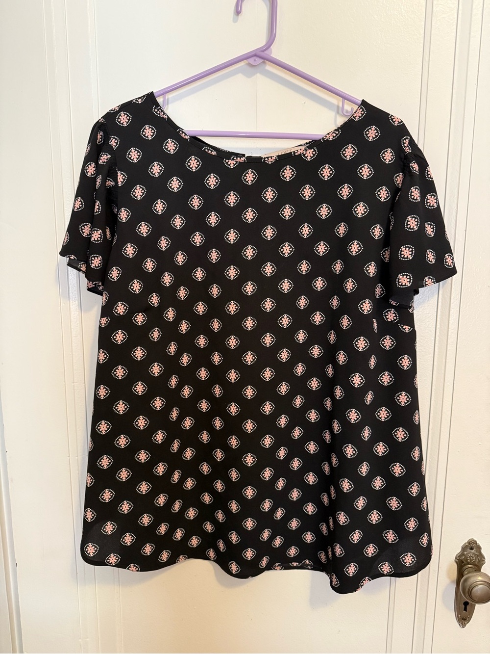 LOFT Plus Black & Pink Short Sleeve Top - Picture 1 of 5